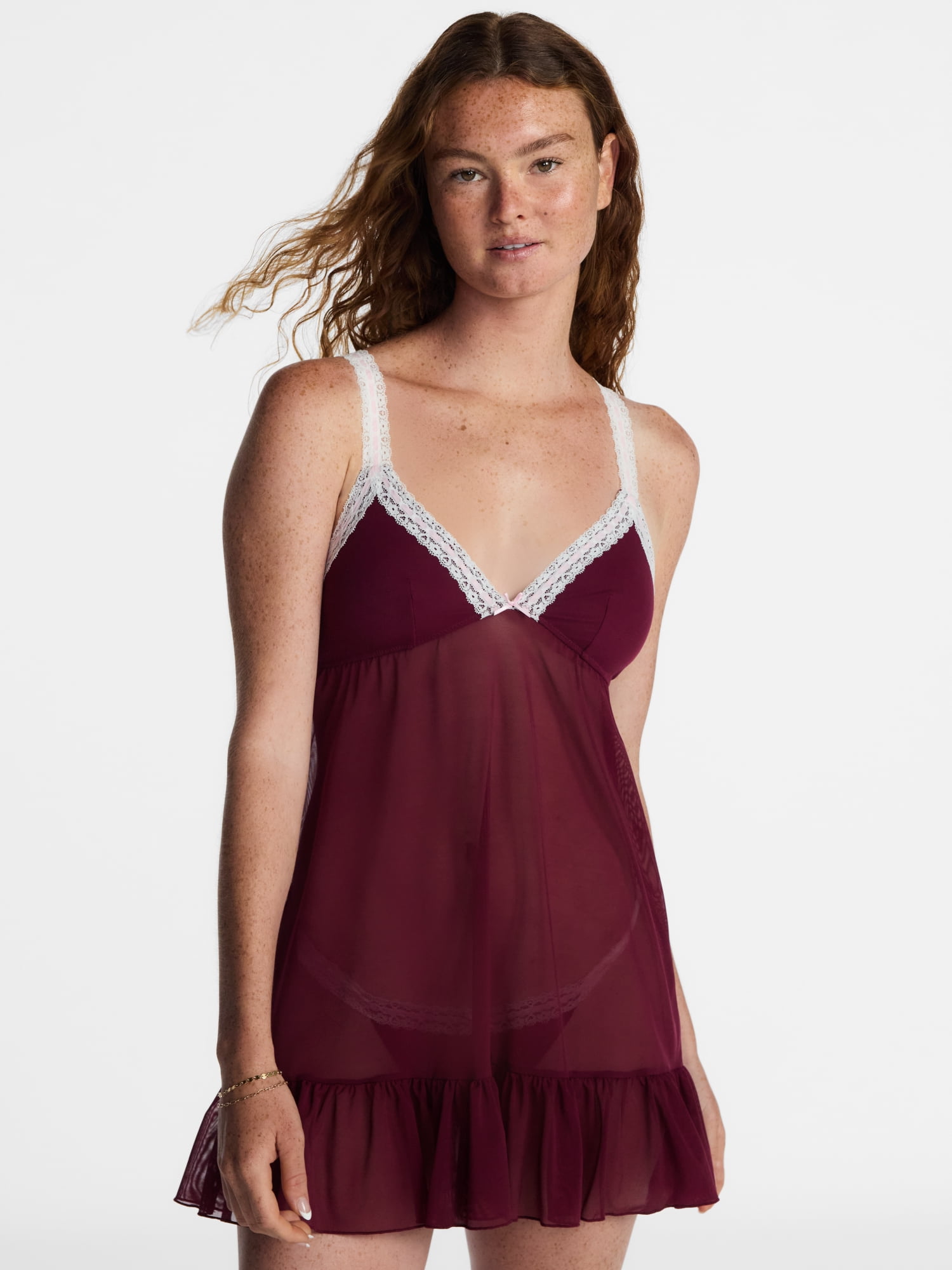 No Boundaries Beaded Lace Babydoll Dress, Women's XS-3XL