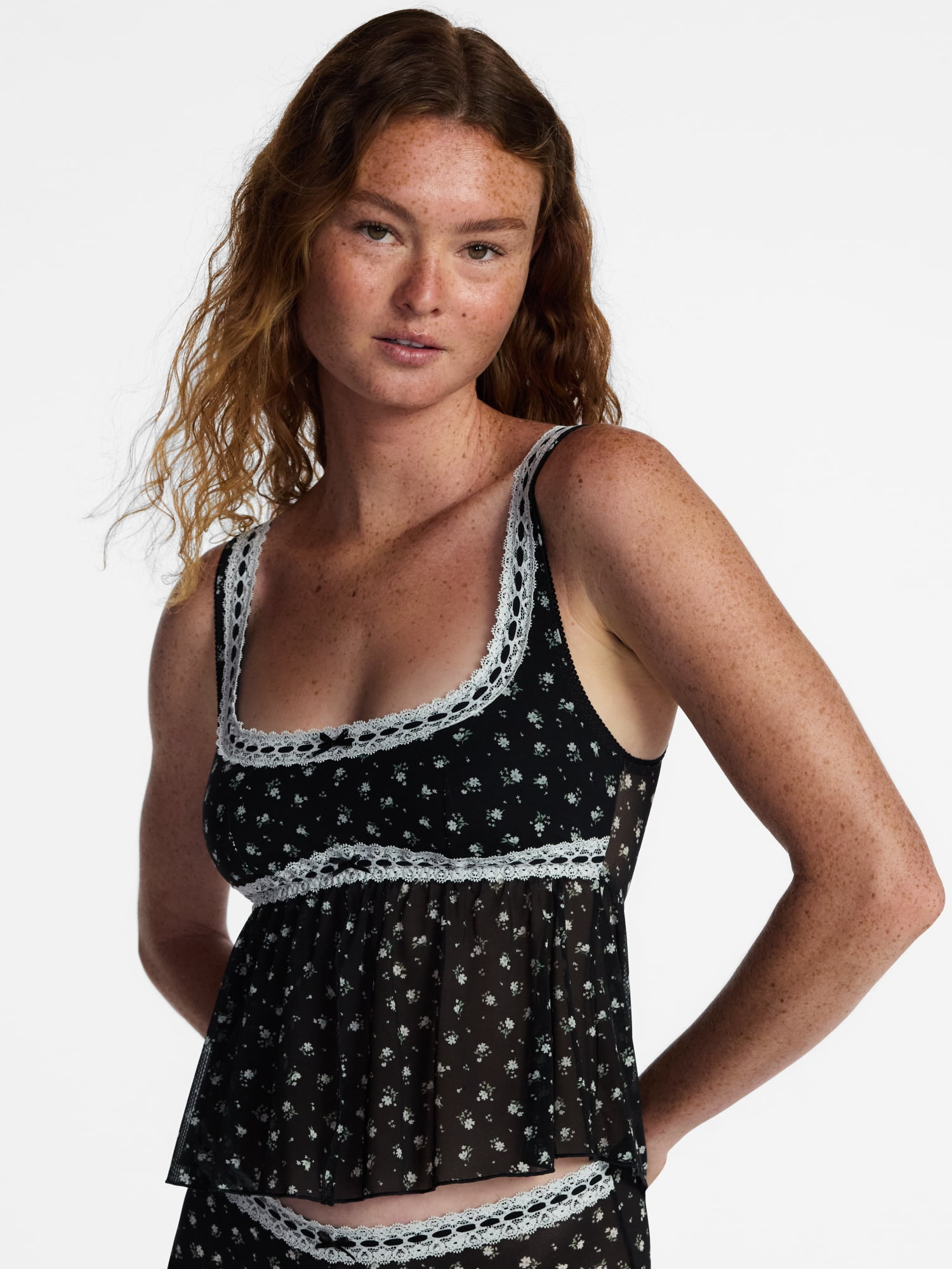 No Boundaries Beaded Lace Flyaway Top, Women's XS-3XL