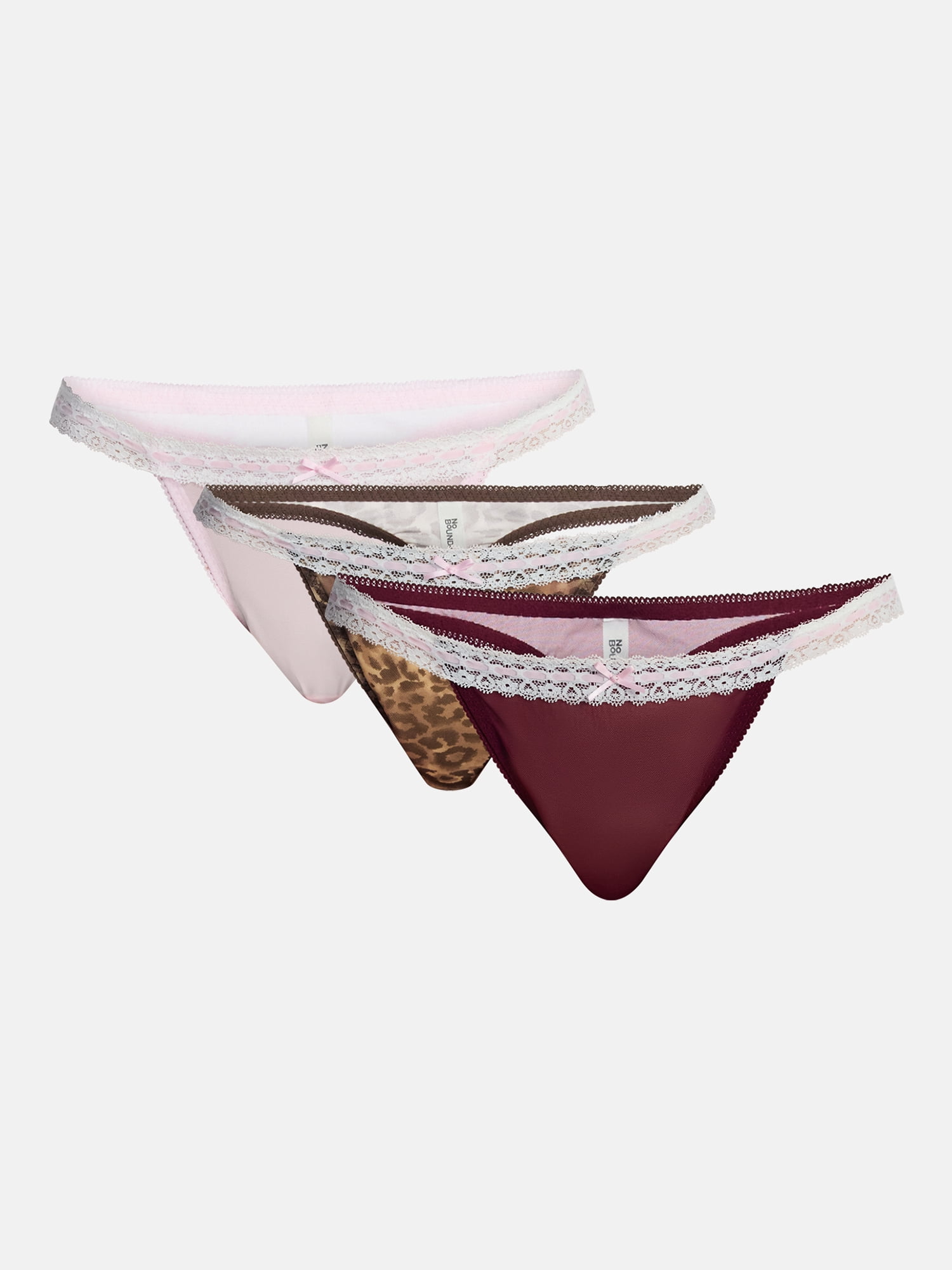 No Boundaries Beaded Lace Thong Panties, 3 Pack, Women's XS-XXXL