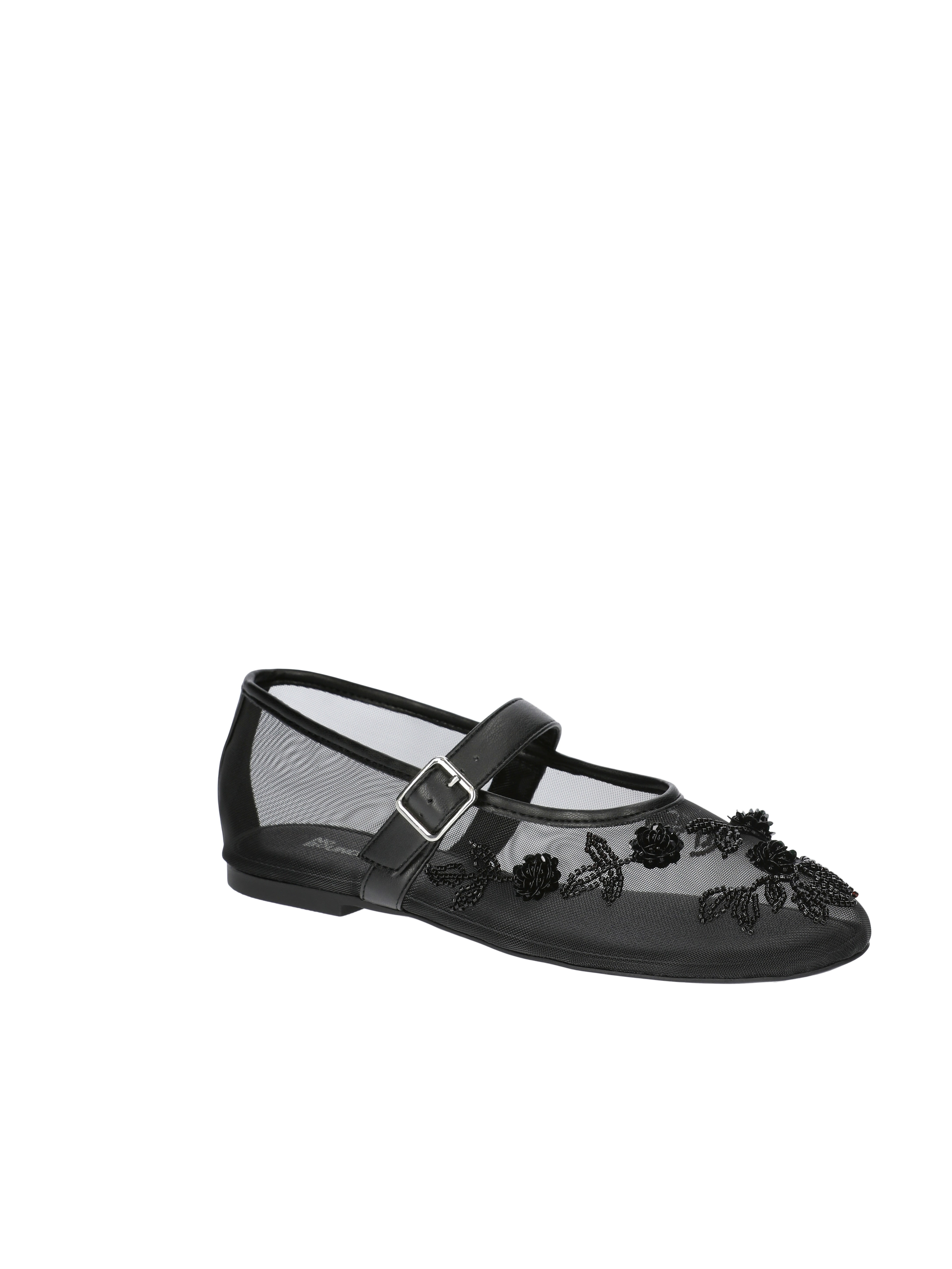 No Boundaries Beaded Mesh Mary Jane Flats, Women's - Walmart.com