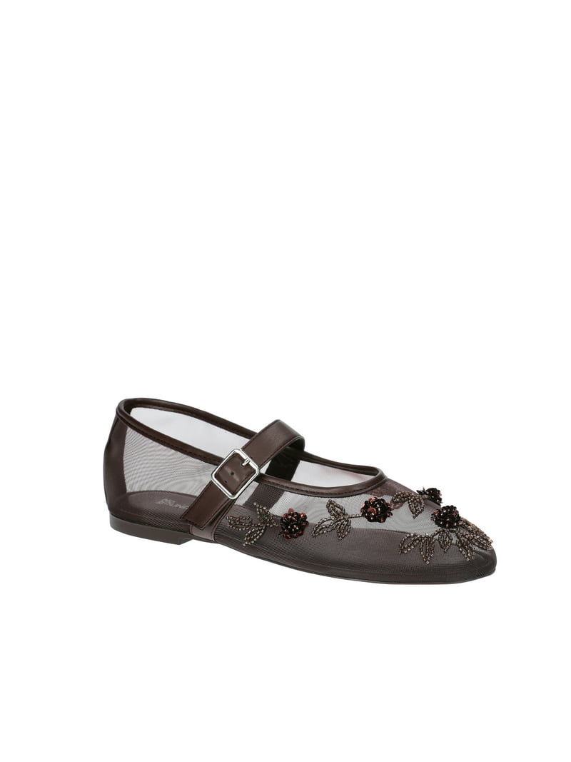 No Boundaries Beaded Mesh Mary Jane Flats, Women's - Walmart.com