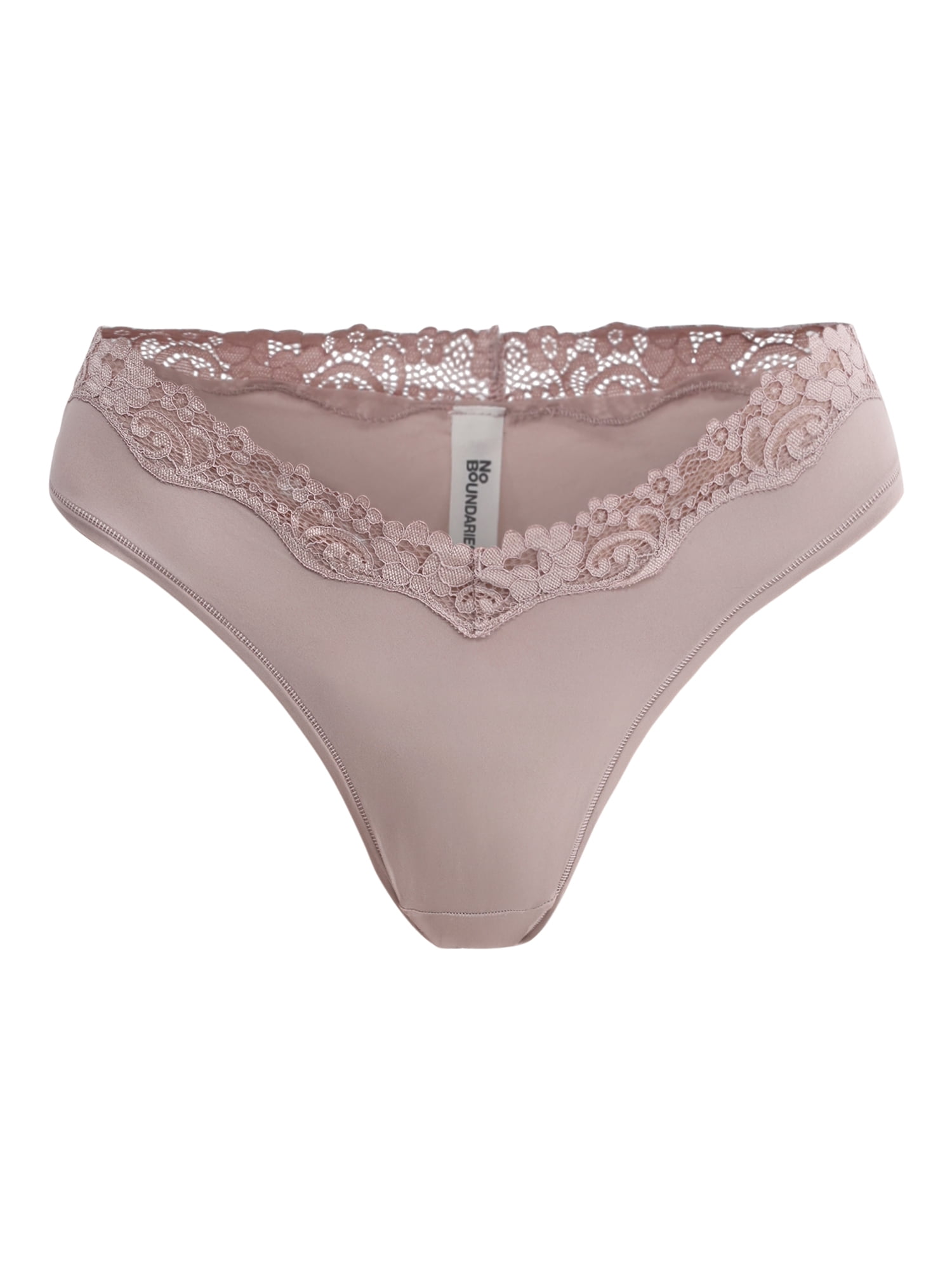No Boundaries Women's Body Base Low Rise Thong with Lace Panty, Sizes XS to XXXL