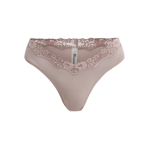 No Boundaries Women's Body Base Low Rise Thong with Lace Panty, Sizes XS to XXXL