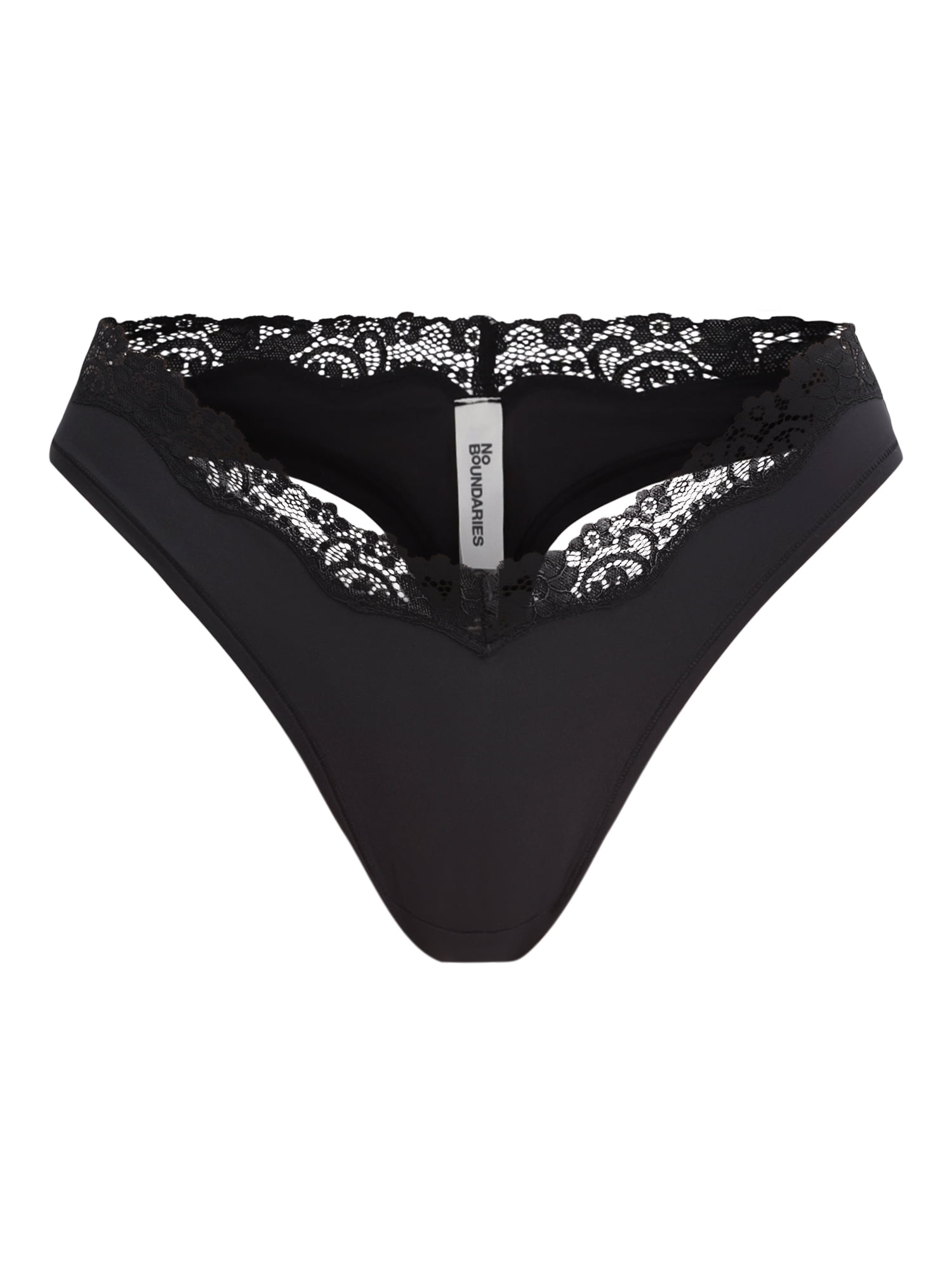 No Boundaries Women's Body Base Low Rise Thong with Lace Panty, Sizes XS to XXXL
