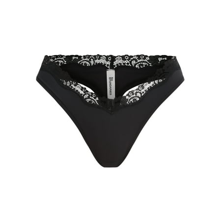 No Boundaries Women's Body Base Low Rise Thong with Lace Panty, Sizes XS to XXXL