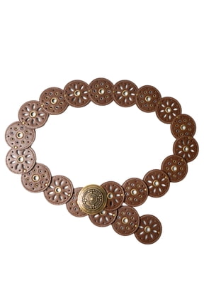 Women's Faux Leather Concho Belt, Brown
