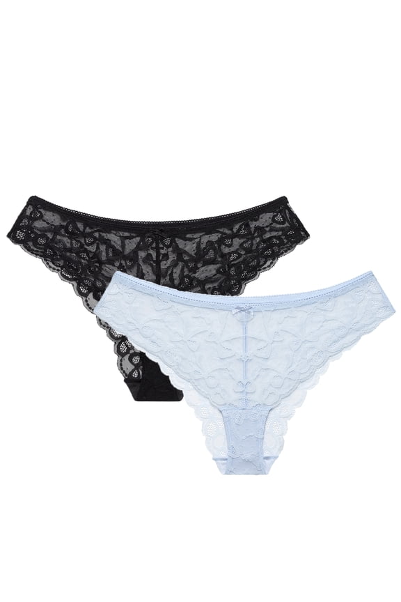Women’s Bow Lace Cheeky Underwear, 2-Pack, Sizes XS-XXXL
