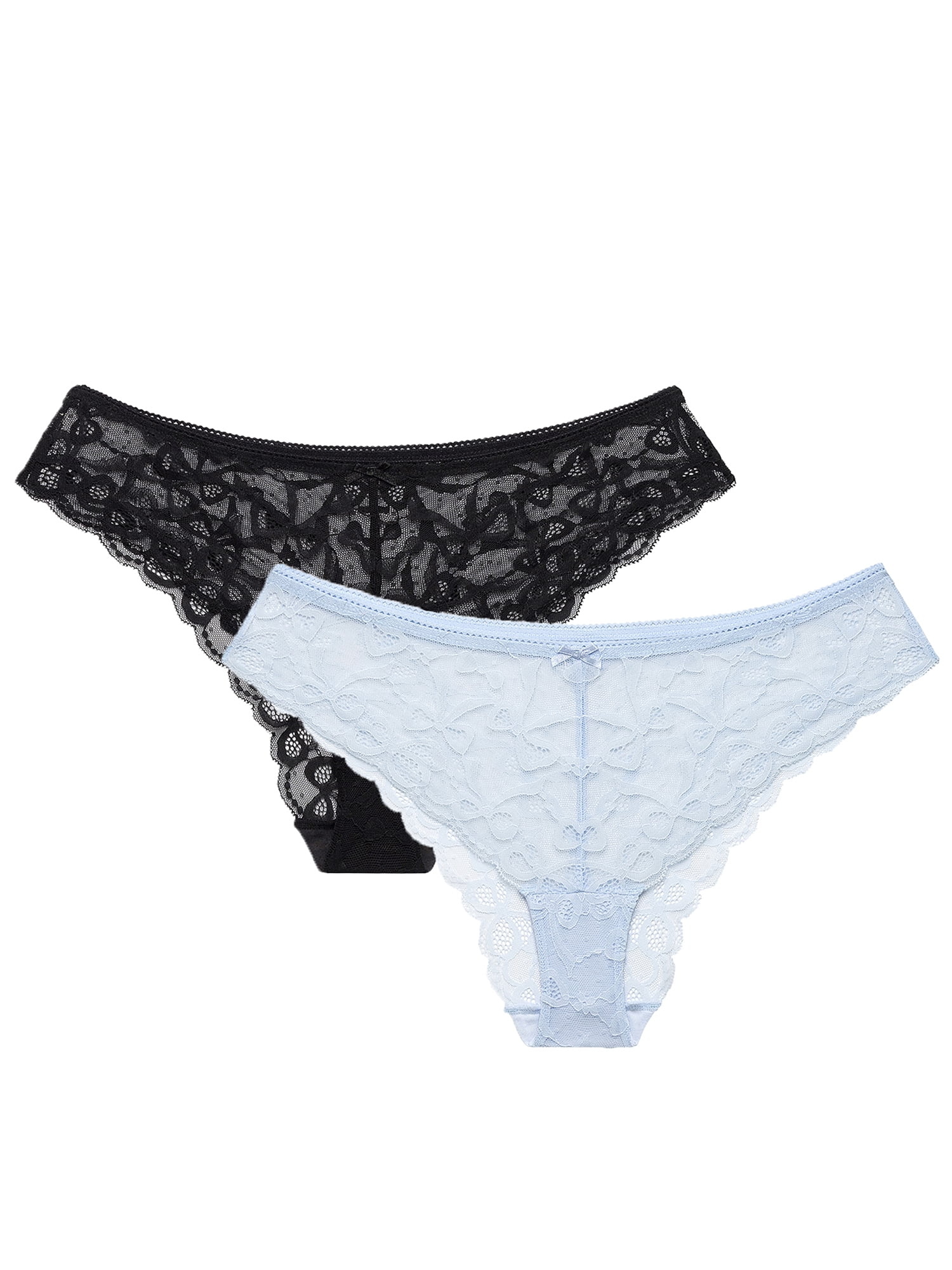 No Boundaries Women’s Bow Lace Cheeky Underwear, 2-Pack, Sizes XS-XXXL