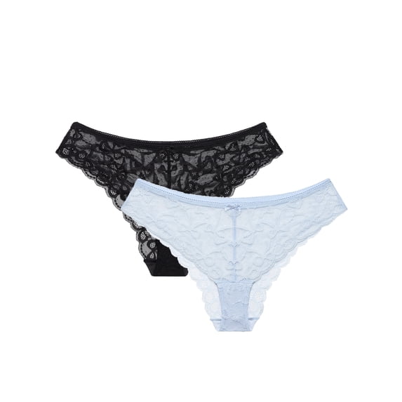 No Boundaries Women’s Bow Lace Cheeky Underwear, 2-Pack, Sizes XS-XXXL