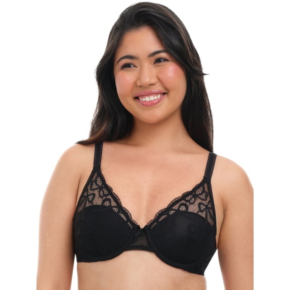 No Boundaries Bow Lace Half Cup Bra, Women's 34B-40DD