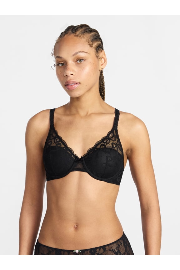 Bow Lace Half Cup Bra, Women's 34B-40DD