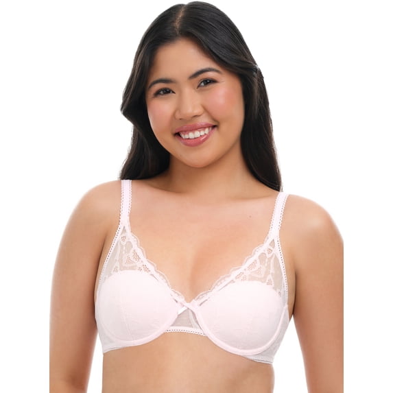 No Boundaries Bow Lace Half Cup Bra, Women's 34B-40DD