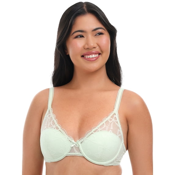 No Boundaries Bow Lace Half Cup Bra, Women's 34B-40DD