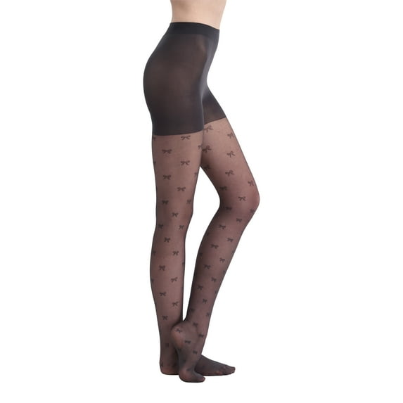 No Boundaries Bows Pattern Sheer Tights for Women, Sizes S-3XL