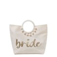thumbnail image 1 of No Boundaries Women's Bridal Tote Bag with Pouch White "Bride" Print, 1 of 5