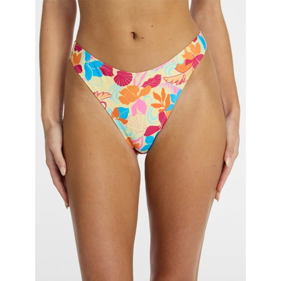 No Boundaries Bright Palms Bikini Bottoms, Women's XXS-XXL