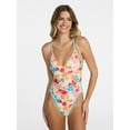 thumbnail image 1 of No Boundaries Bright Palms Binded One-Piece Swimsuit, Women's XXS-XXL, 1 of 5