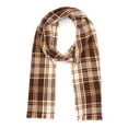 thumbnail image 1 of No Boundaries Women's Brushed Blanket Winter Scarf, Brown Multi-Color, 1 of 6