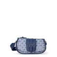 thumbnail image 1 of No Boundaries Women's Buckle-Detailed Saddle Mini Bag Denim, 1 of 6