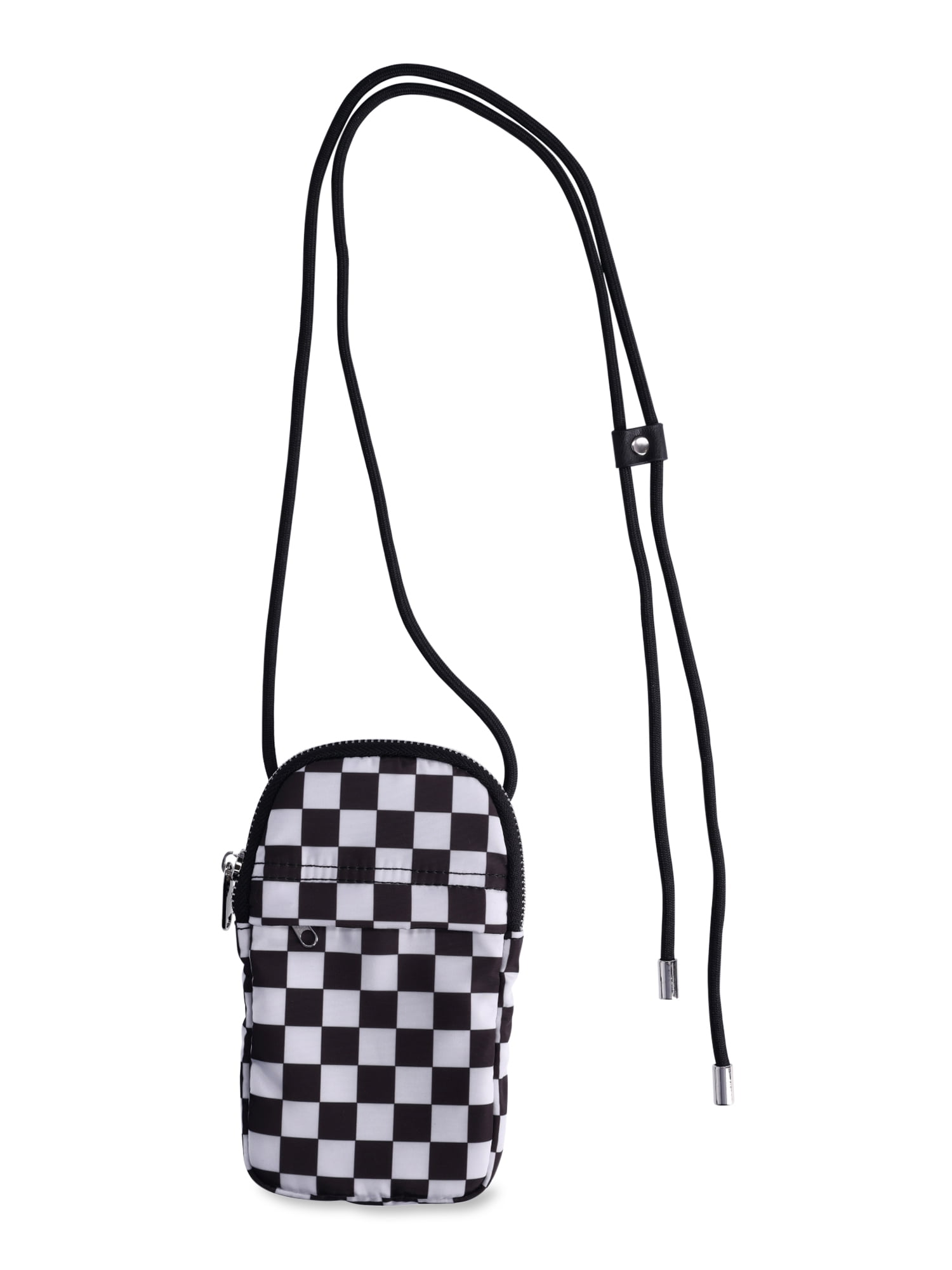 No Boundaries Women's Bungee Phone Crossbody Bag Black/White Check ...