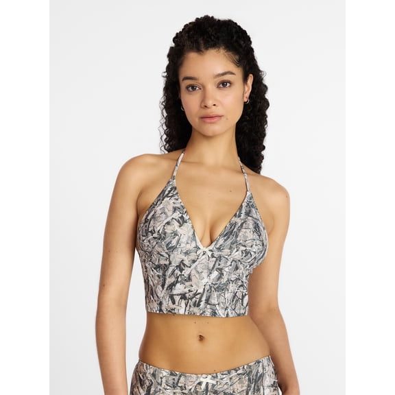 No Boundaries Camo Print Cropped Tankini Top, Women’s XXS-XXL