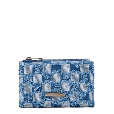 No Boundaries Women's Distressed Snap Wallet, Checkered Denim