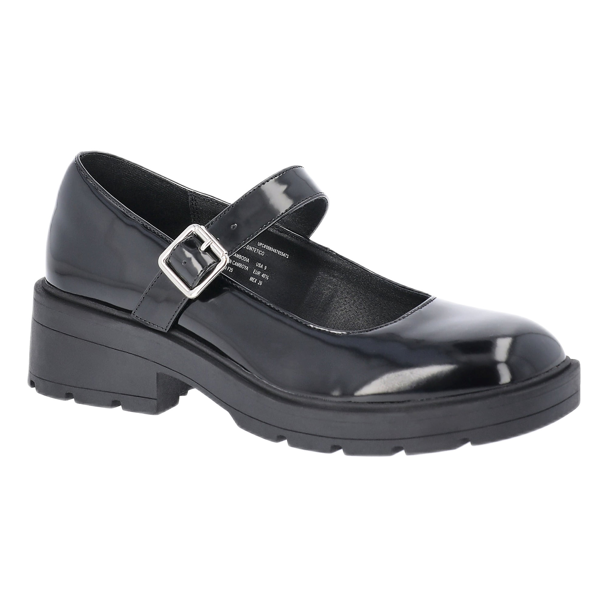 No Boundaries Women's Chunky Maryjane Shoe with Buckle and Lug