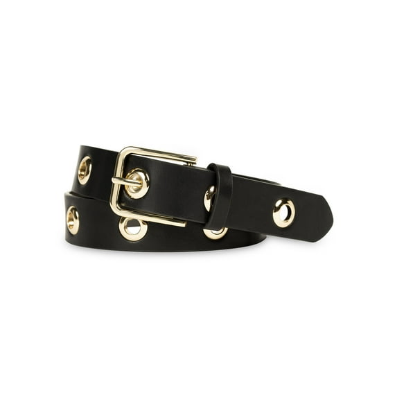 No Boundaries Women's Circle Grommets Belt, Black