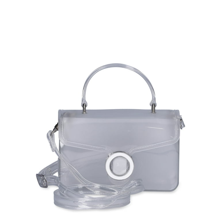 No Boundaries Women s Contemporary Jelly Flap Crossbody Bag Clear