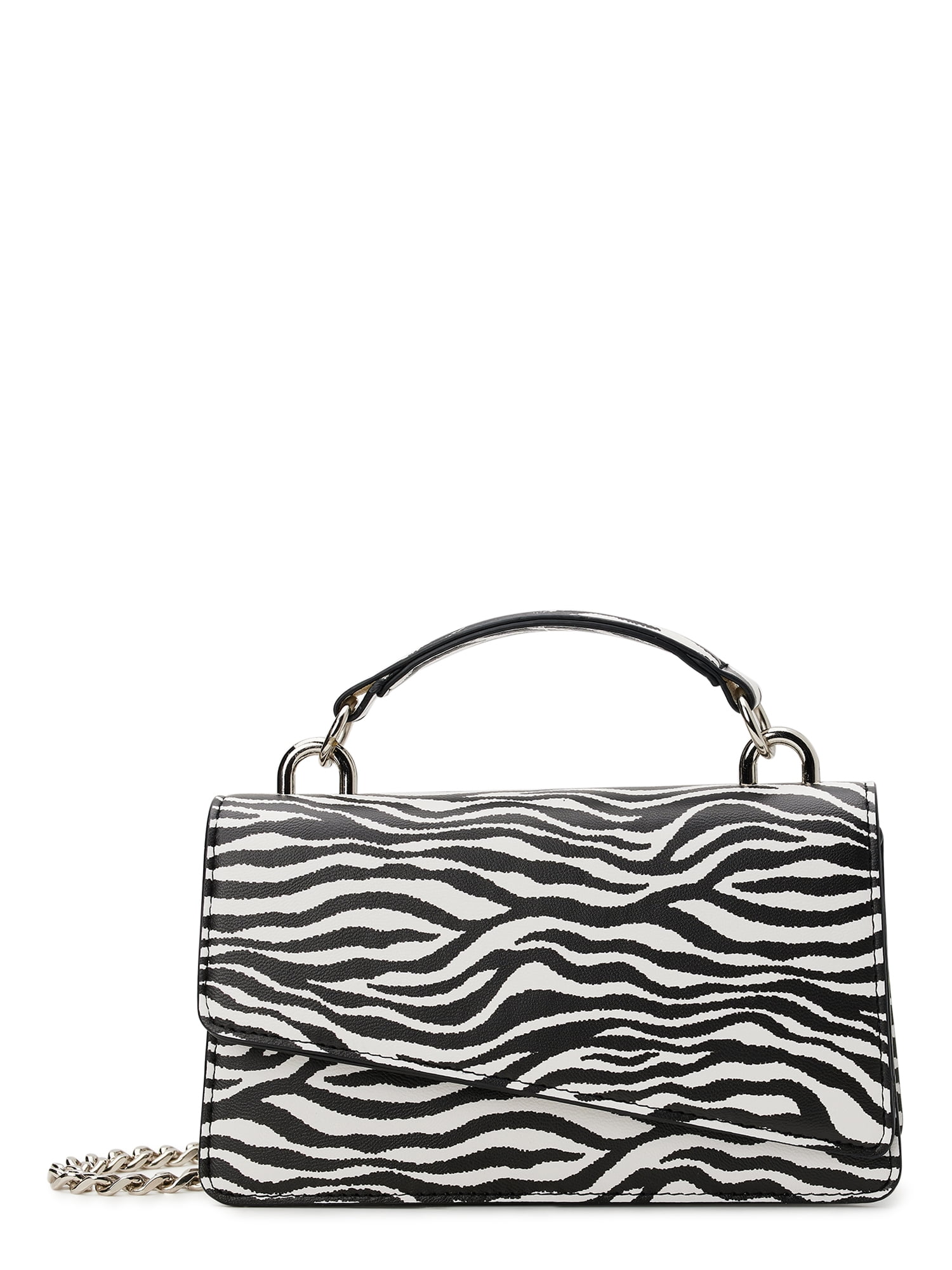 No Boundaries Women's Contemporary Top Handle Handbag, Black and White