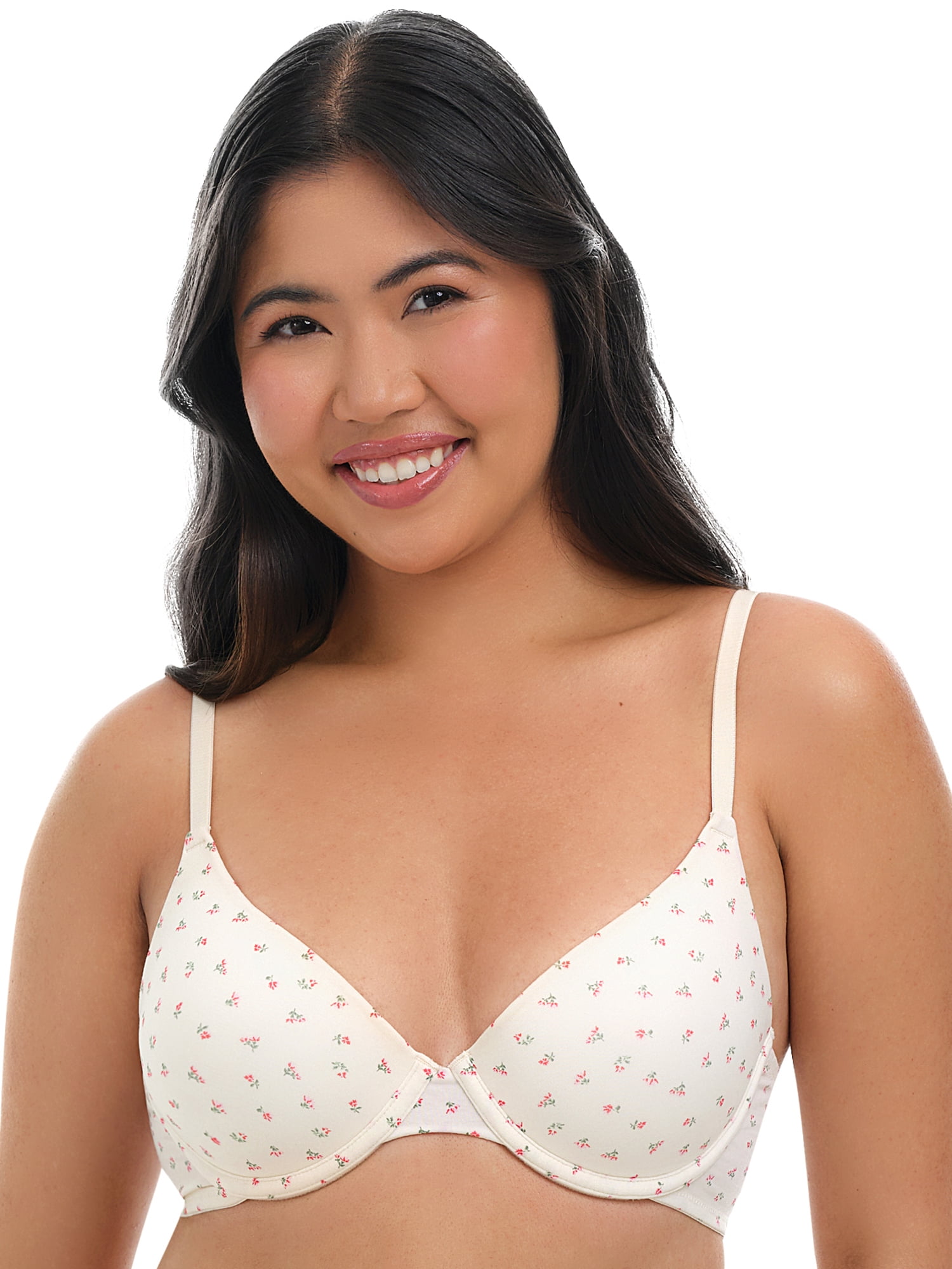 No Boundaries Cotton Blend Lightly Lined T-Shirt Bra, Women's 34A-40C