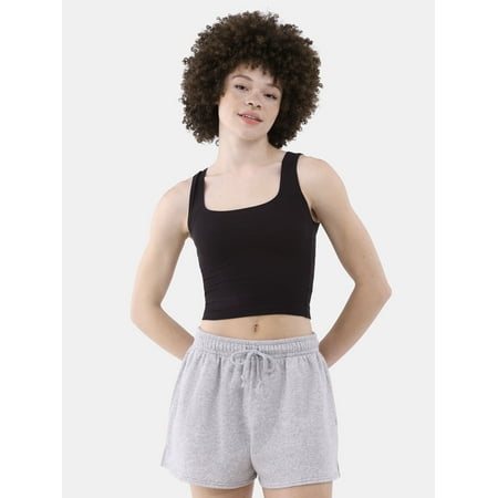 No Boundaries Cotton Stretch Ribbed Cropped Tank Top, Women's XS-XXXL