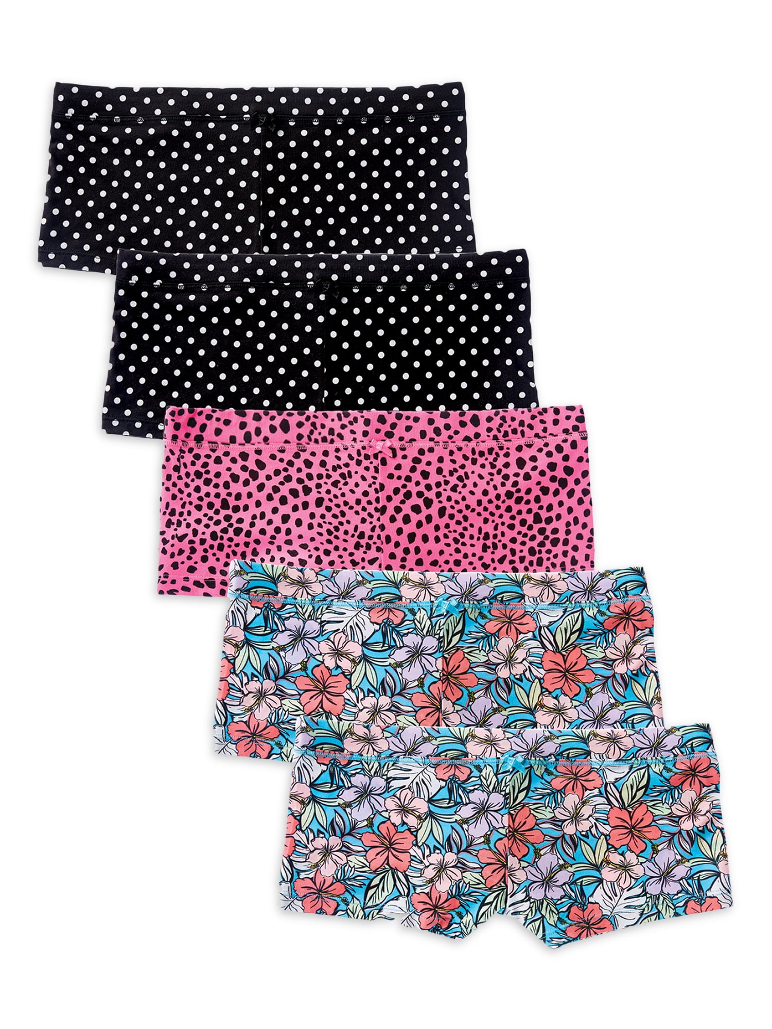 No Boundaries Women's Cotton Boyshort Panties, 5Pack