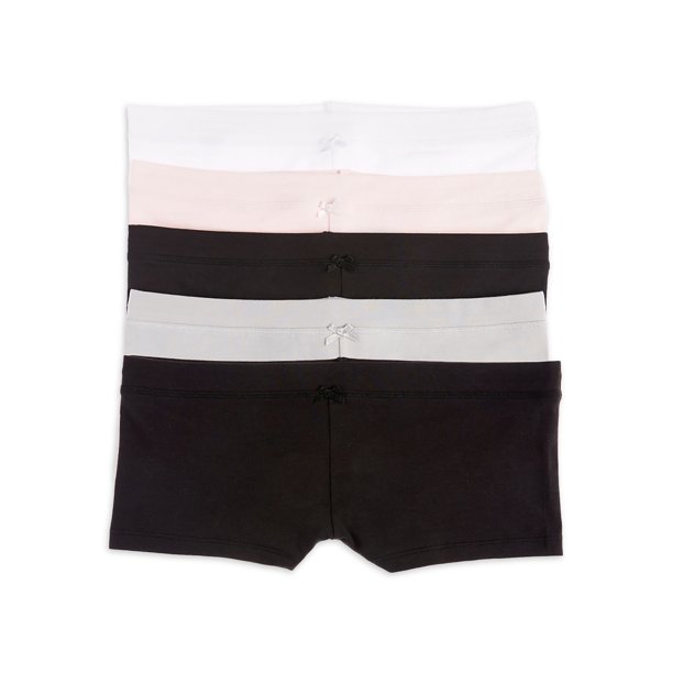 No Boundaries Women's Cotton Boyshort Panties, 5Pack