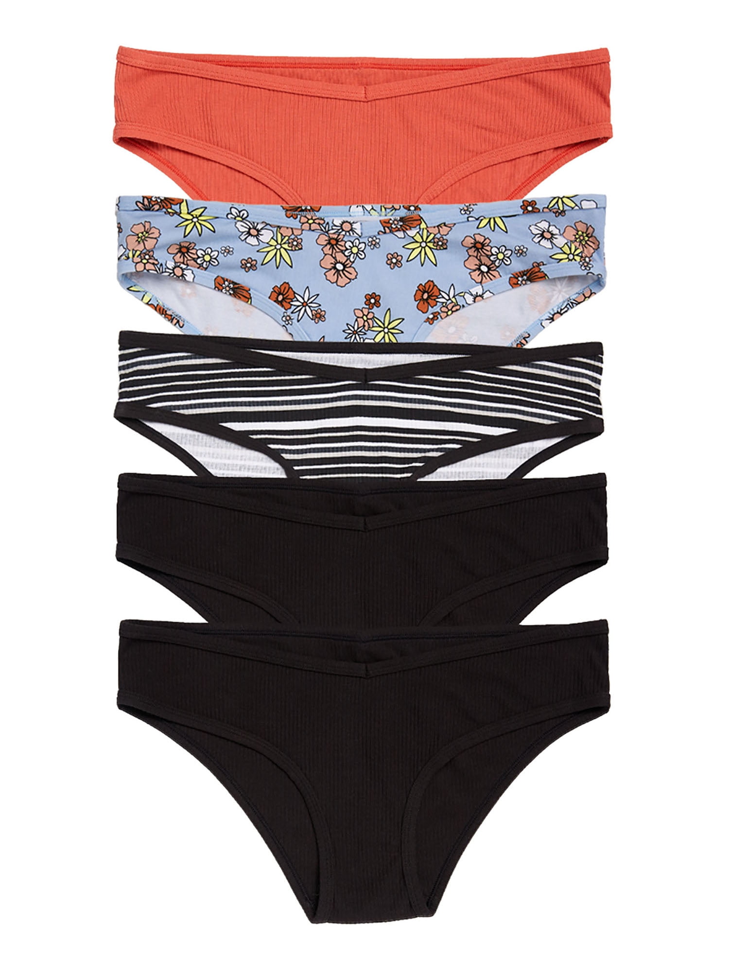 No Boundaries Women's Cotton Jersey Cheeky Panties, 5-Pack