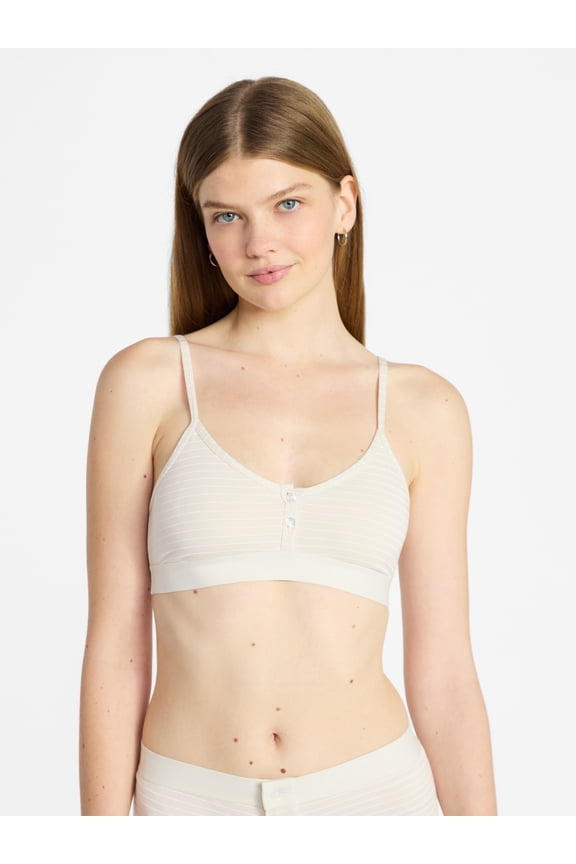 Women's Cotton Jersey Triangle Bralette w/Buttons Sizes XS-XXXL