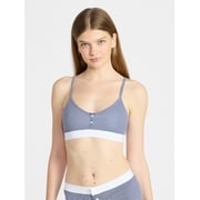 No Boundaries Womens Cotton Jersey Triangle Bralette w/Buttons Sizes XS-L
