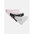 thumbnail image 1 of No Boundaries Cotton and Pointelle Thong Panties, 3-Pack, Women's XS-XXXL, 1 of 8