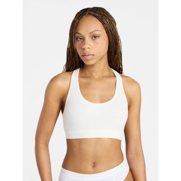No Boundaries Cotton Stretch Ribbed Racerback Bralette, Women's XS-3XL