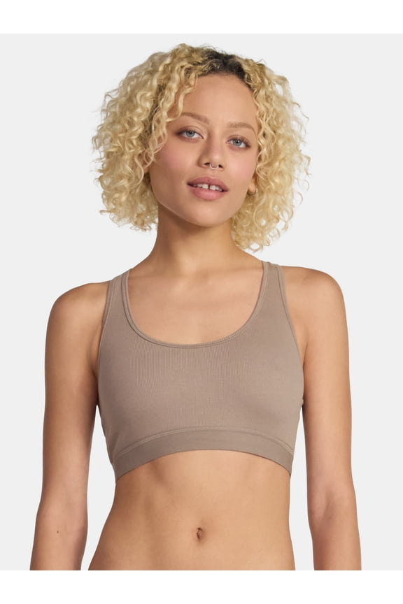 Cotton Stretch Ribbed Racerback Bralette, Women's XS-3XL