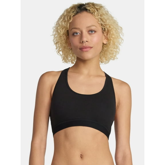 No Boundaries Cotton Stretch Ribbed Racerback Bralette, Women's XS-3XL