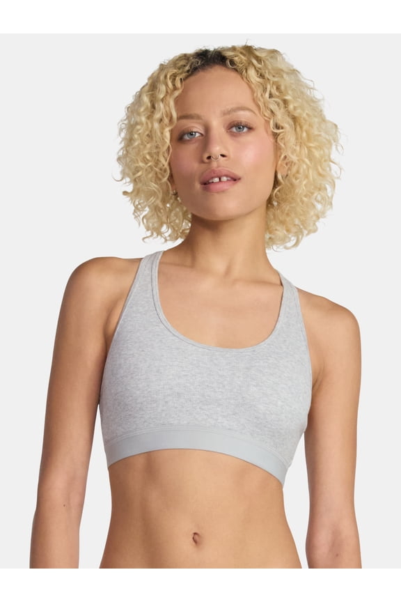 Cotton Stretch Ribbed Racerback Bralette, Women's XS-3XL