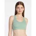 thumbnail image 1 of No Boundaries Cotton Stretch Ribbed Racerback Bralette, Women's XS-3XL, 1 of 4