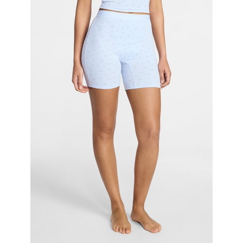 Cotton Stretch Ribbed Boxer Short Panties, Women's XS-XXXL