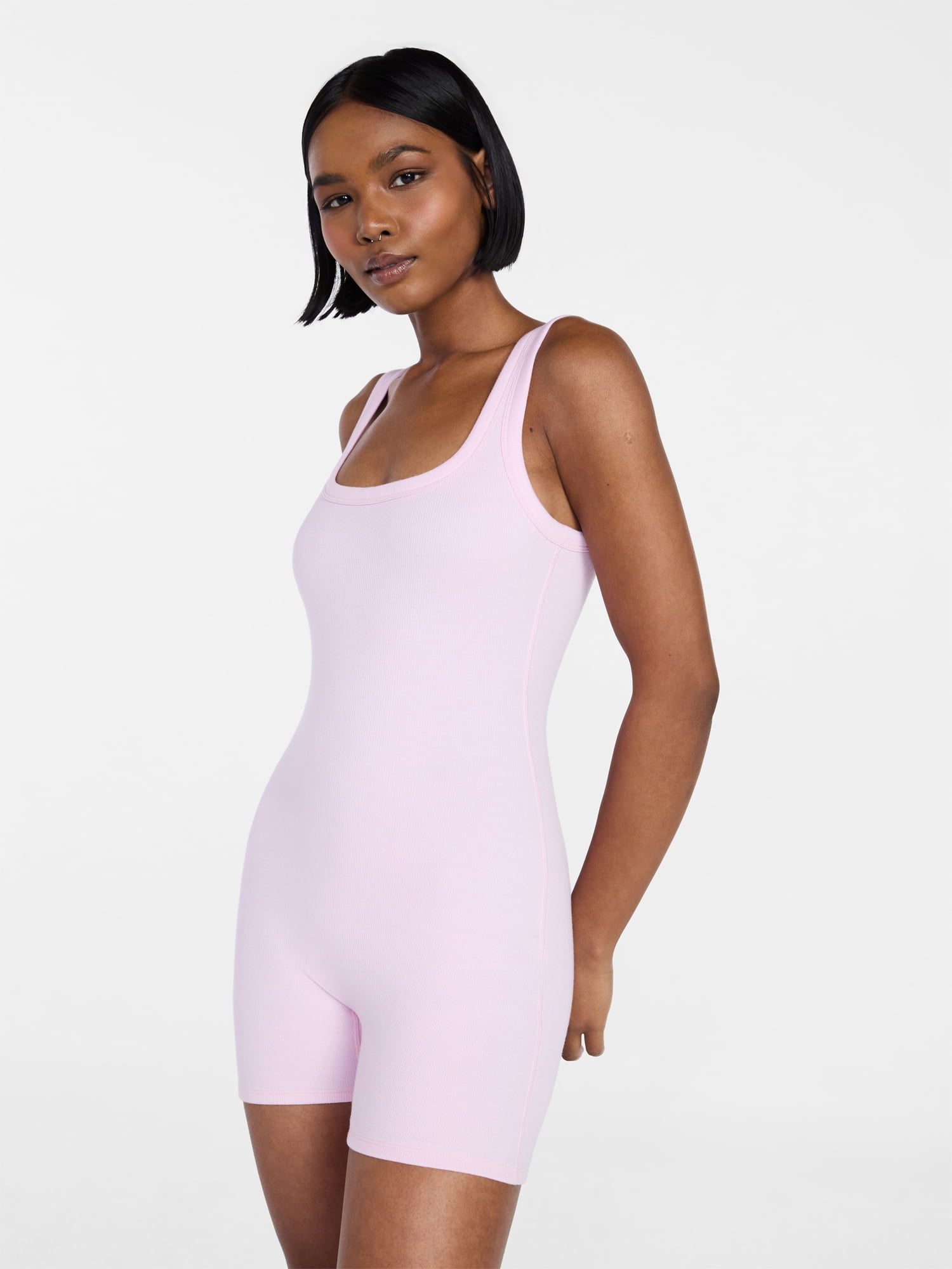 No Boundaries Cotton Stretch Ribbed Cozy Romper, Women's XS-XXXL