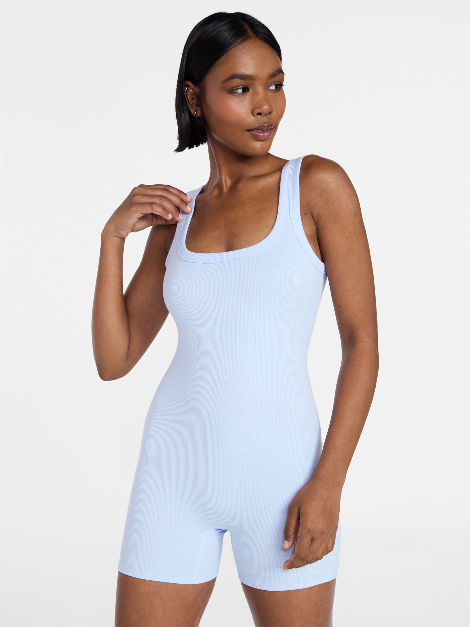 No Boundaries Cotton Stretch Ribbed Cozy Romper, Women's XS-XXXL