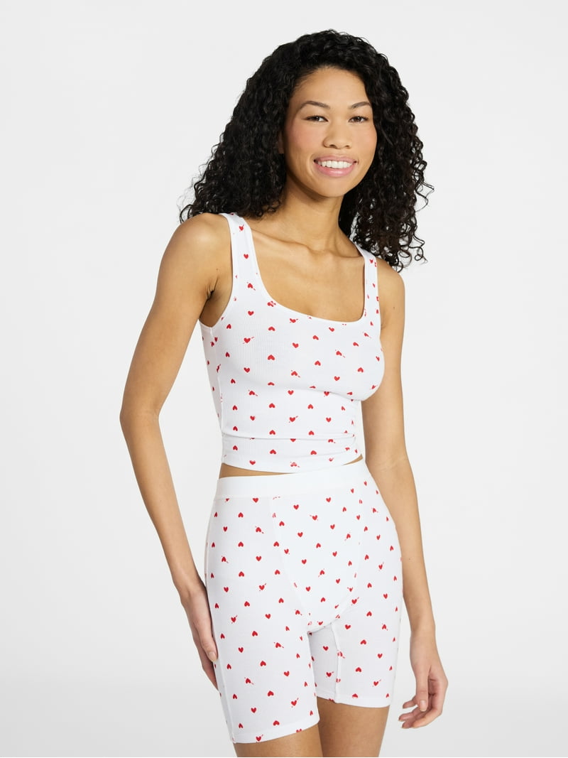 No Boundaries Cotton Stretch Ribbed Tank Top and Boxer Shorts Set