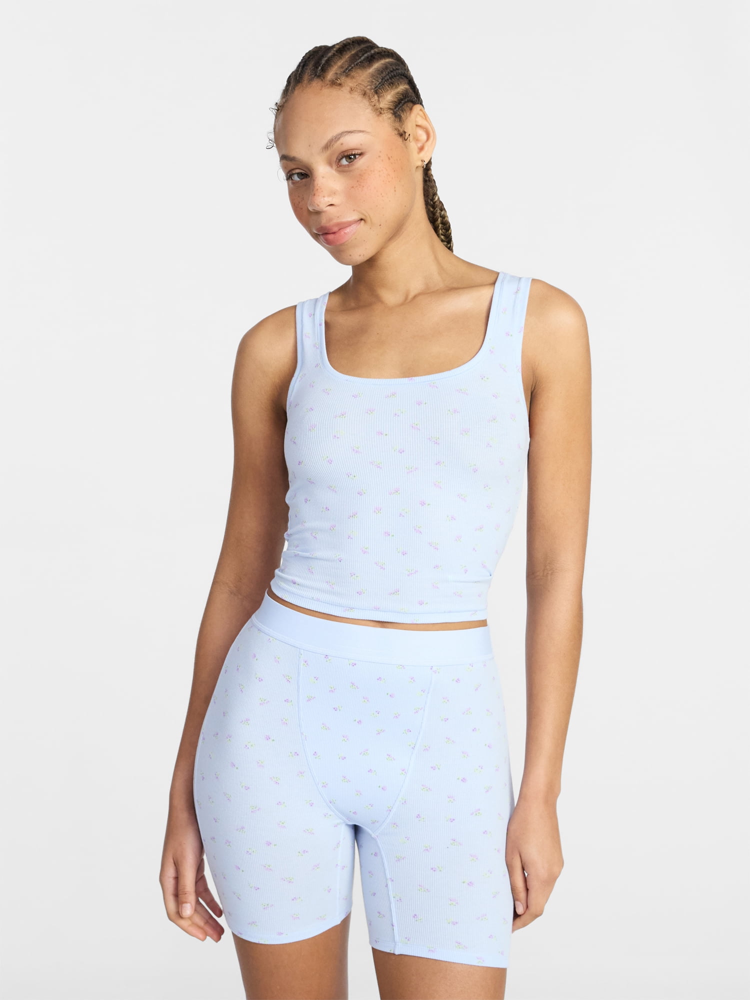 No Boundaries Cotton Stretch Ribbed Cropped Tank Top, Women's