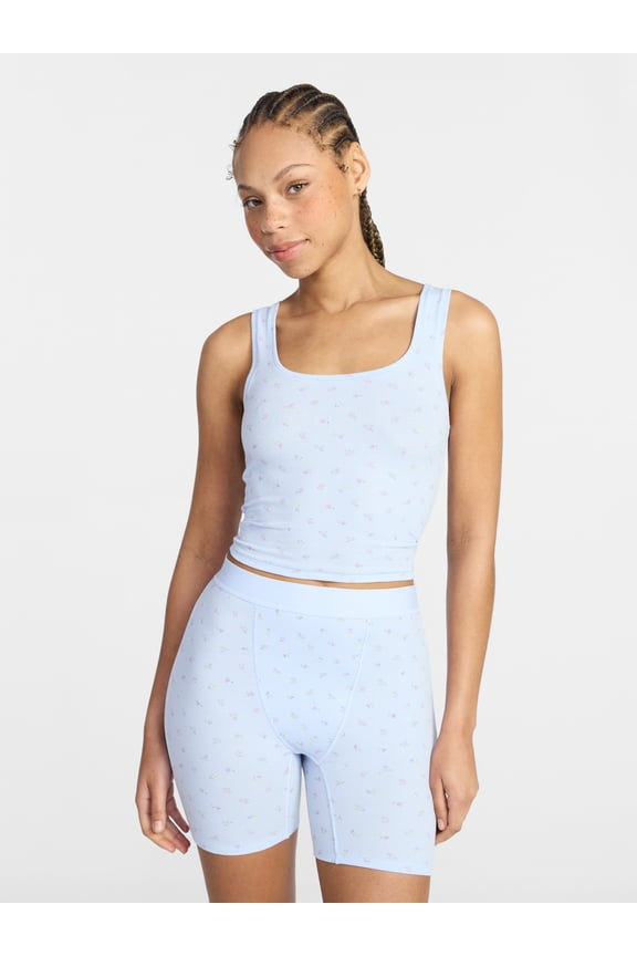 Cotton Stretch Ribbed Cropped Tank Top, Women's XS-3XL