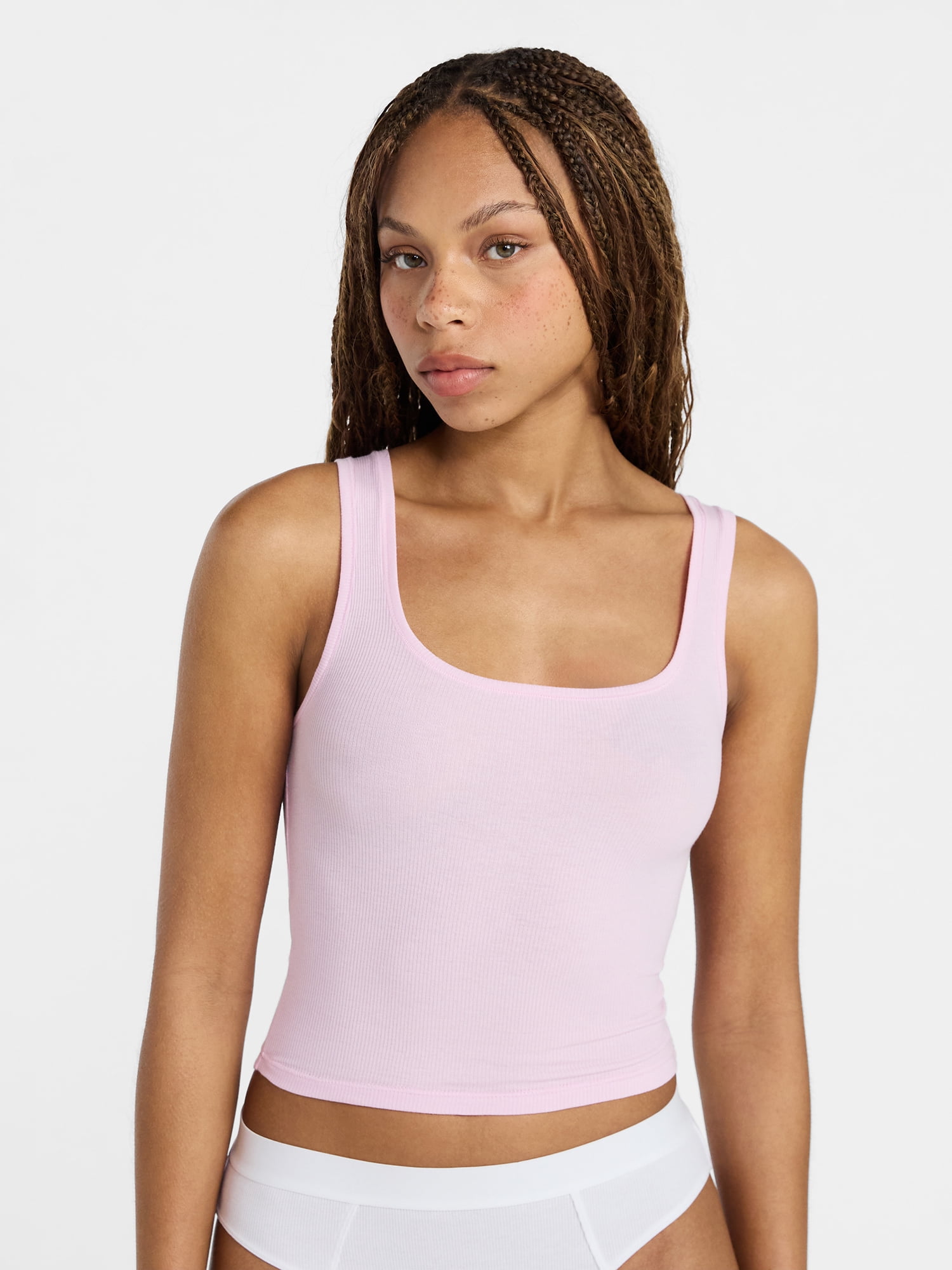 No Boundaries Cotton Stretch Ribbed Cropped Tank Top, Women’s, Sizes XS-XXXL
